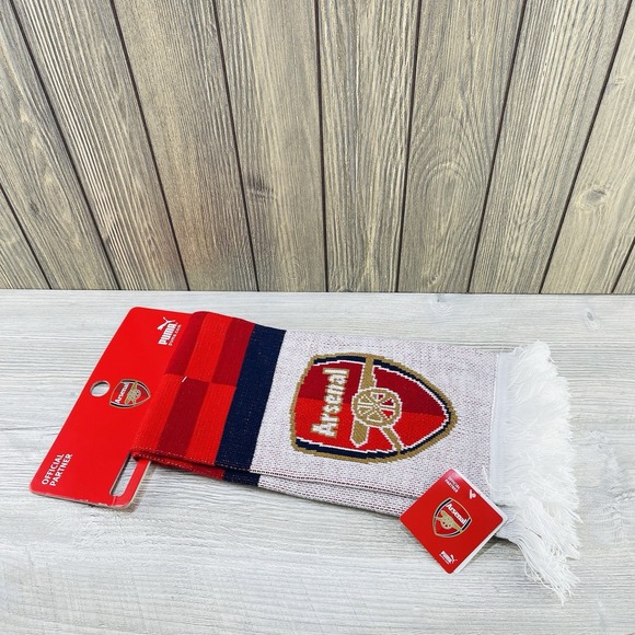 Arsenal London Soccer Football Team Puma Double Side Scarf  Team Colors New - Picture 1 of 13